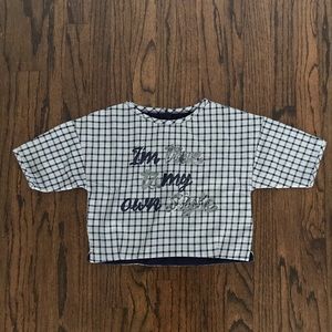 NWT Mayoral Blue + Grey Plaid Style Top